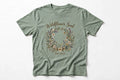 Sage green Wildflower Soul graphic tee with a floral wreath