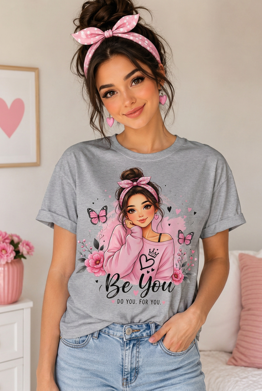 Be You Women's Graphic T-Shirt | Butterfly Floral Custom Tee