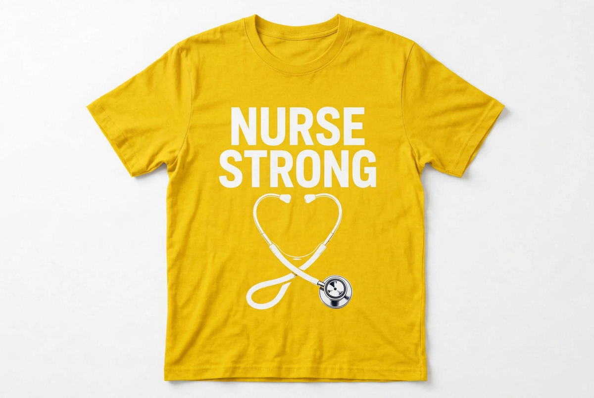 Nurse Strong Stethoscope Graphic T-Shirt | Navy Nurse Gift Tee