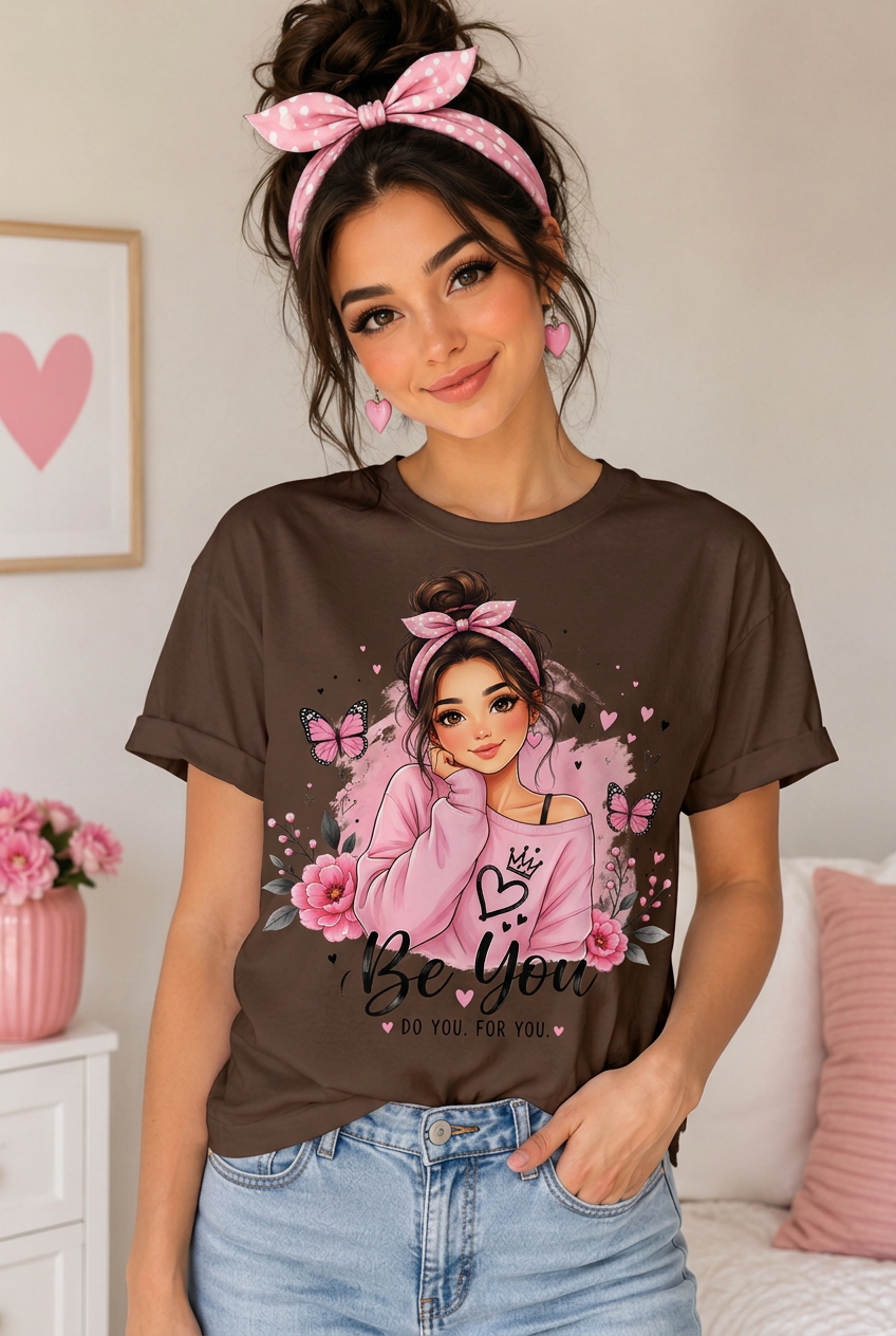 Be You Women's Graphic T-Shirt | Butterfly Floral Custom Tee
