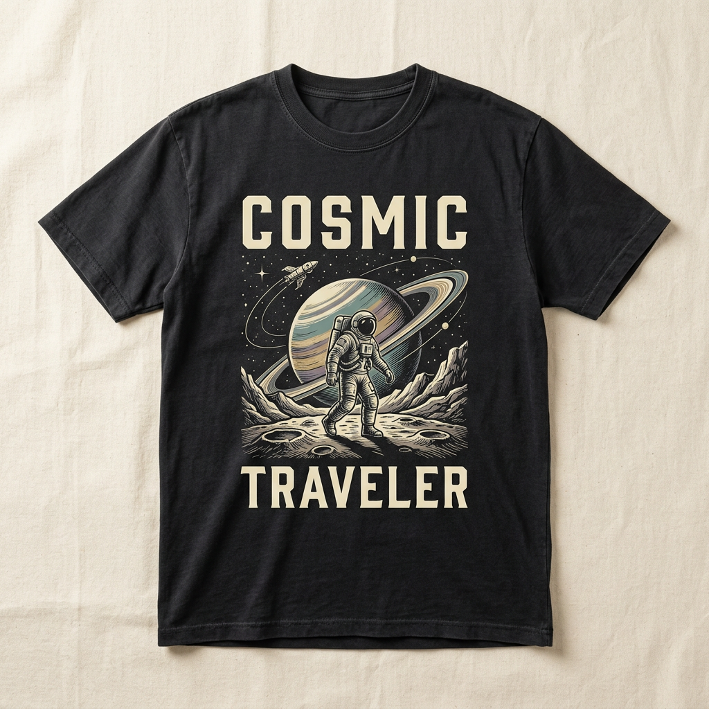 Cosmic Traveler space and galaxy graphic tee