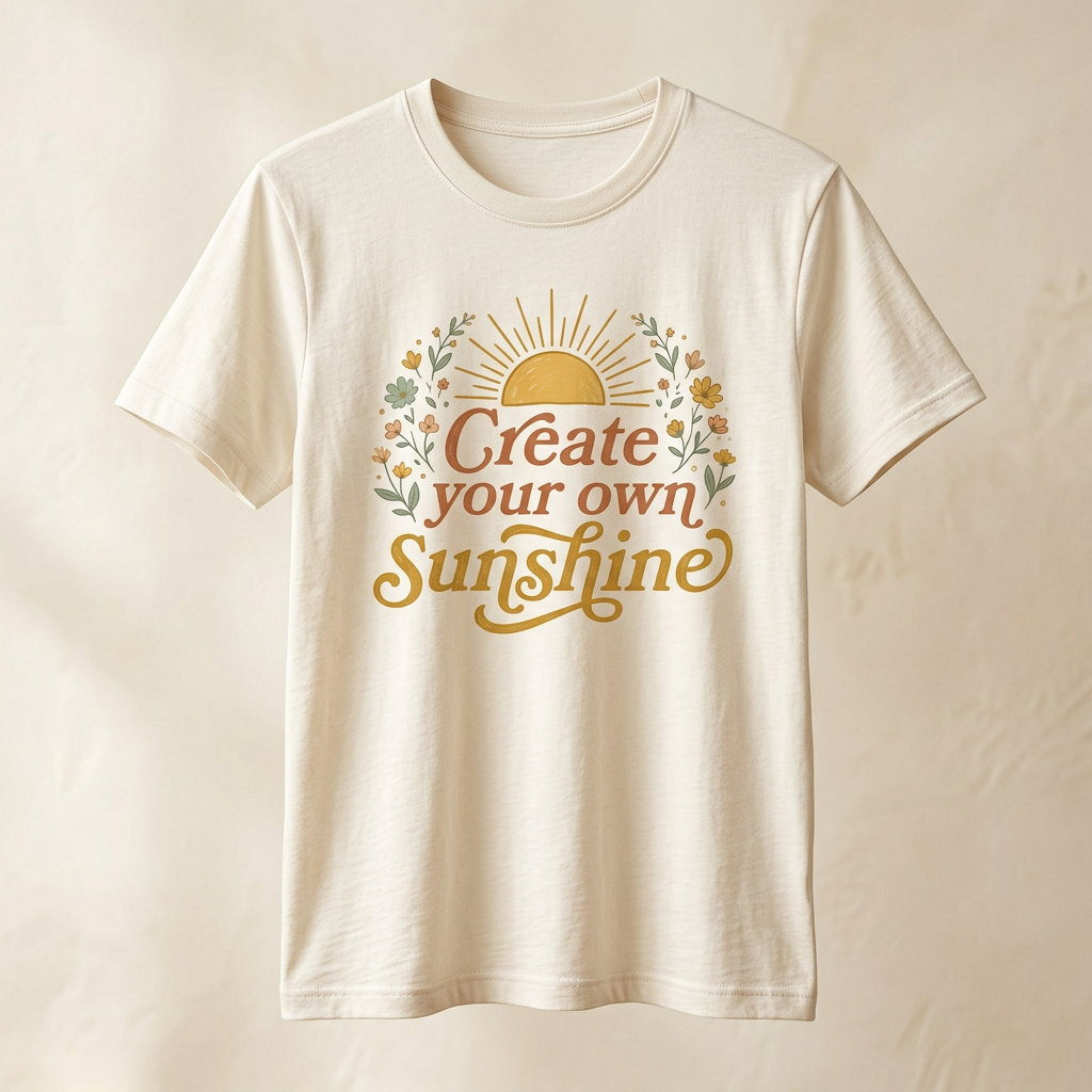 Create Your Own Sunshine floral graphic tee with a golden sun