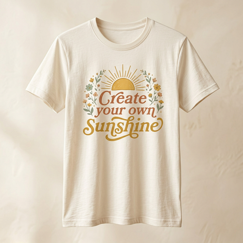 Create Your Own Sunshine floral graphic tee with a golden sun