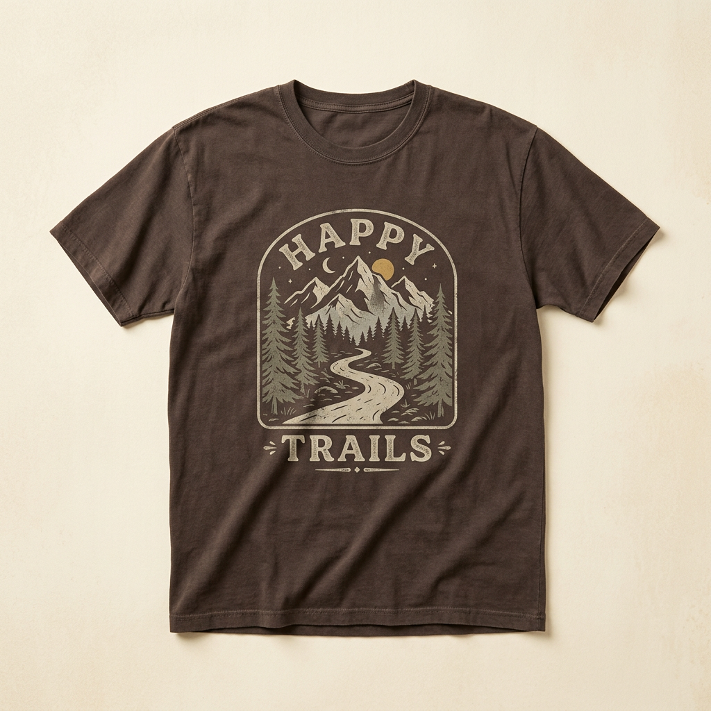 Happy Trails hiking graphic tee