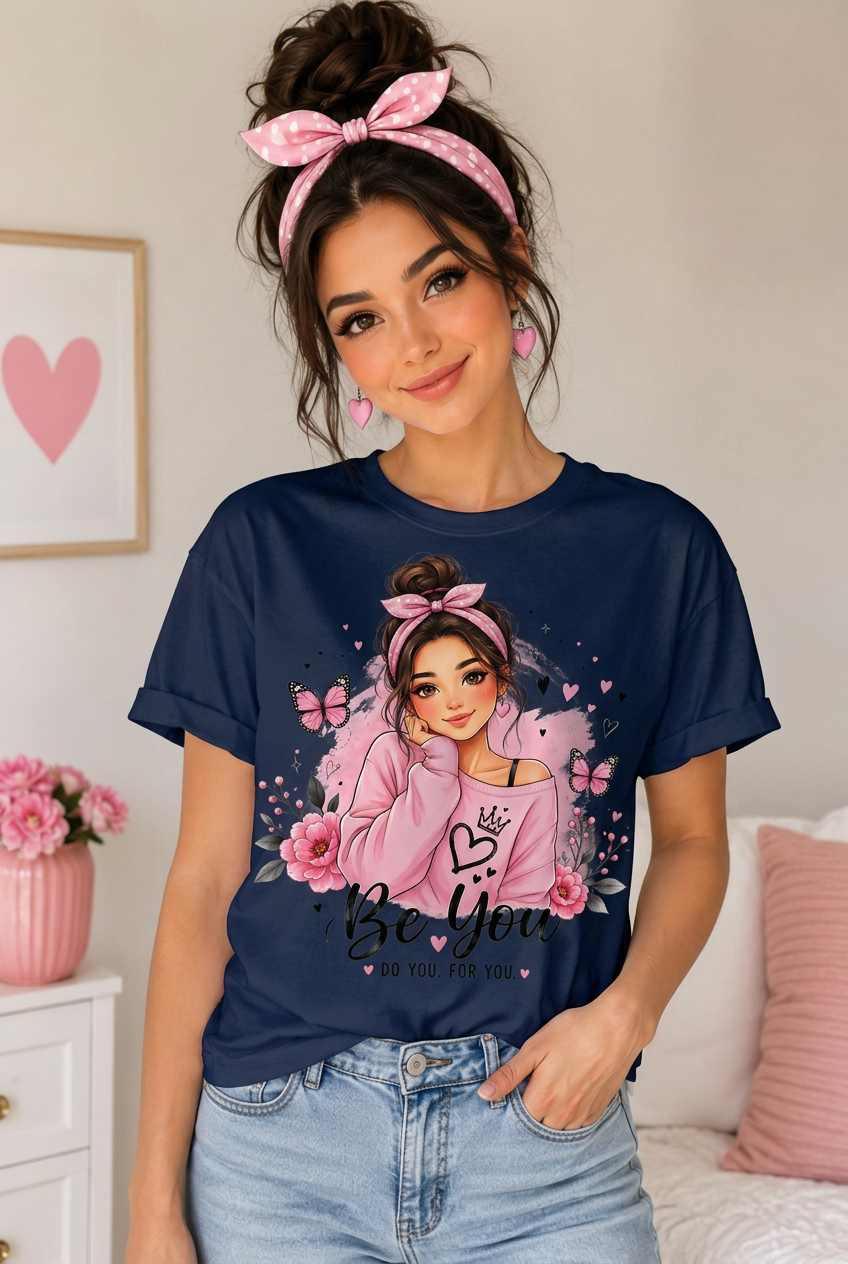 Be You Women's Graphic T-Shirt | Butterfly Floral Custom Tee
