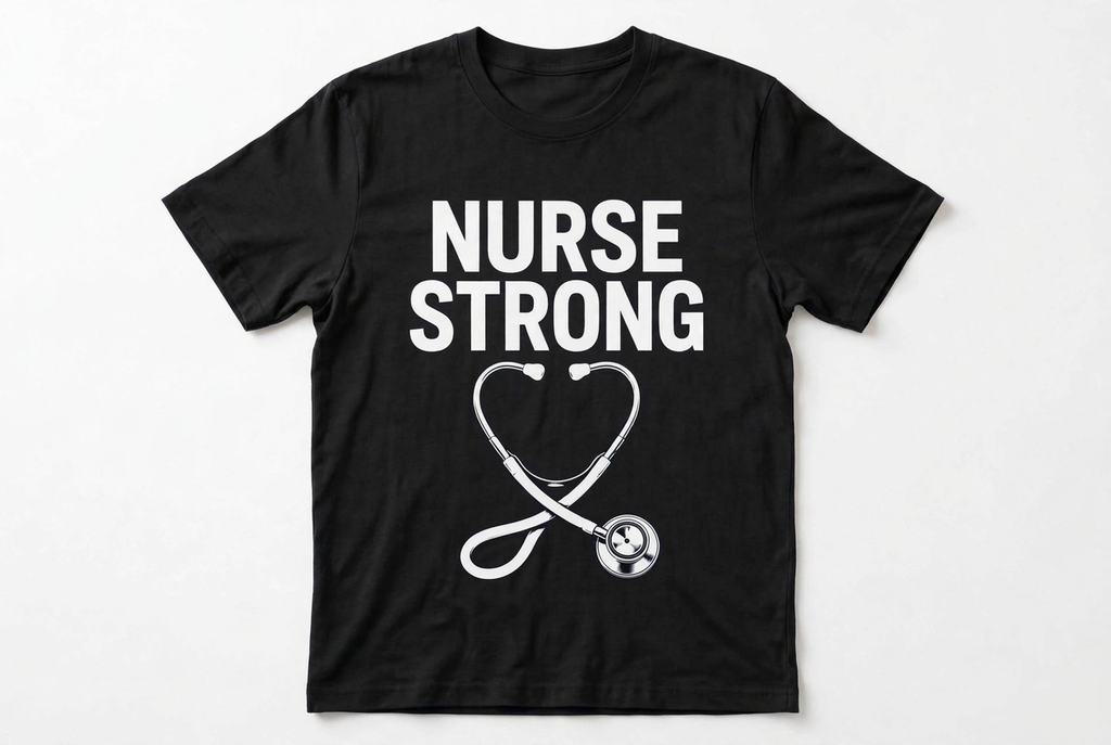 Nurse Strong Stethoscope Graphic T-Shirt | Navy Nurse Gift Tee