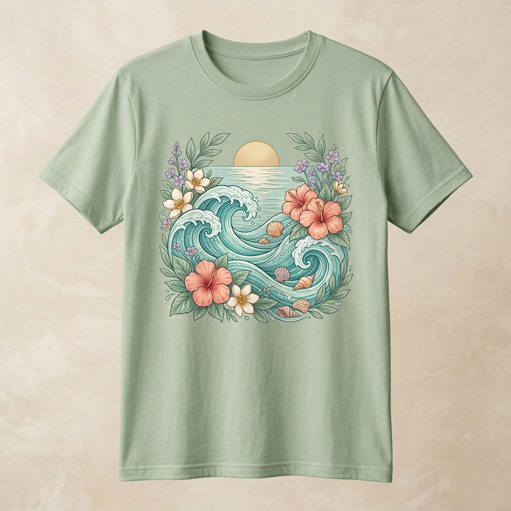 Ocean Bloom Graphic Tee | Ocean Floral T-Shirt