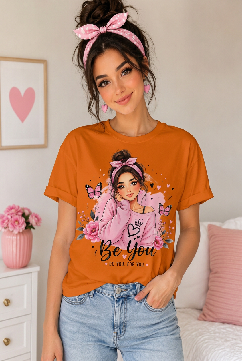 Be You Women's Graphic T-Shirt | Butterfly Floral Custom Tee