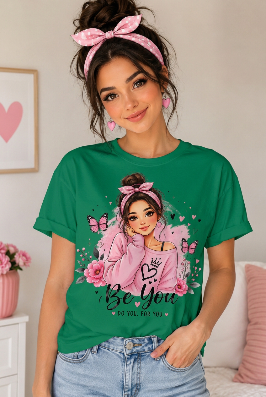 Be You Women's Graphic T-Shirt | Butterfly Floral Custom Tee