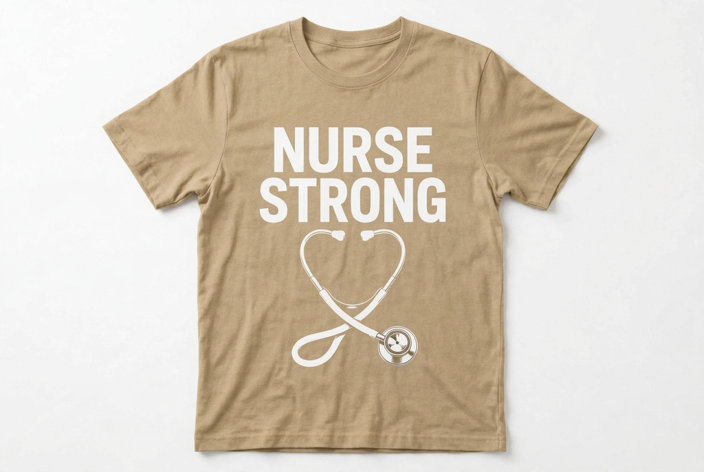 Nurse Strong Stethoscope Graphic T-Shirt | Navy Nurse Gift Tee