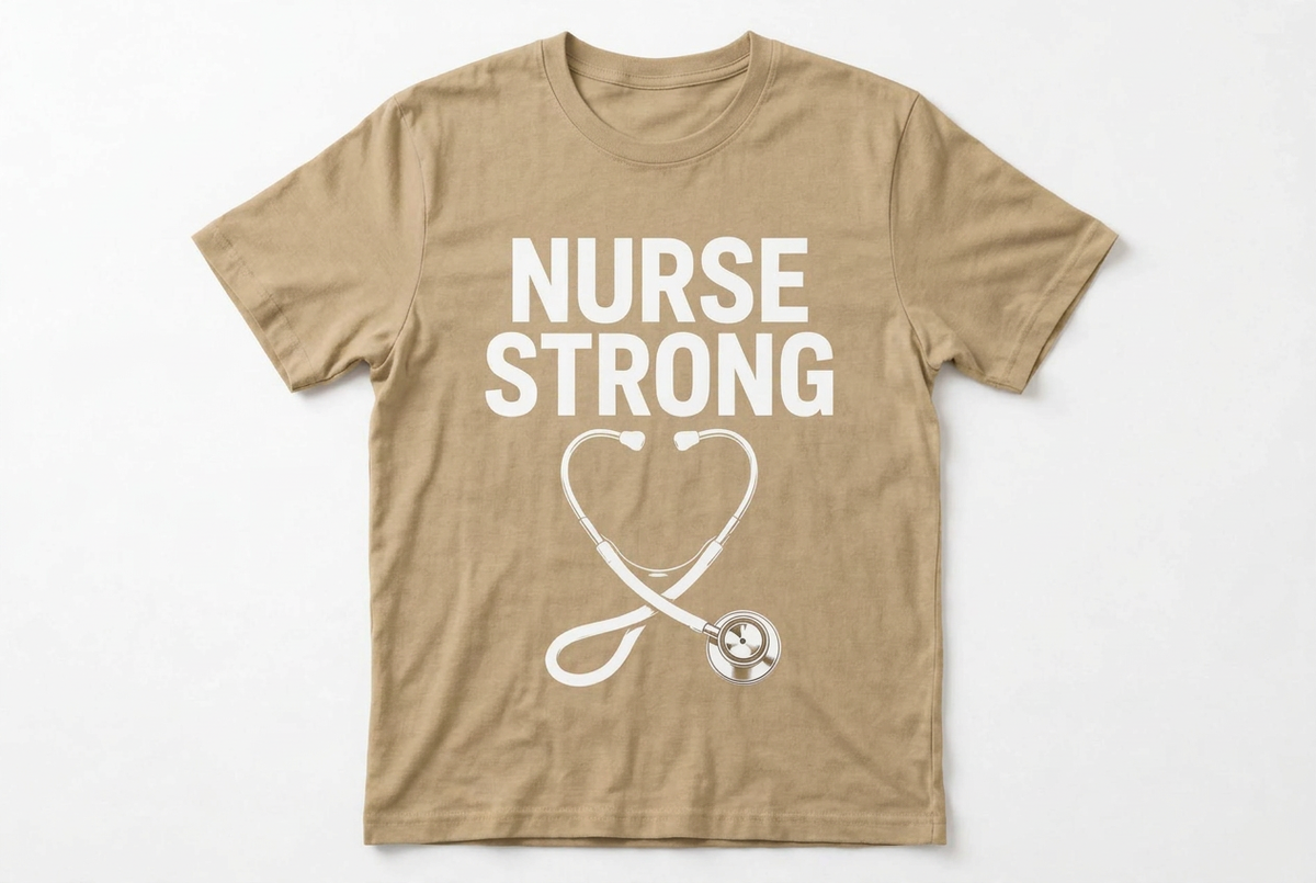 Nurse Strong Stethoscope Graphic T-Shirt | Navy Nurse Gift Tee