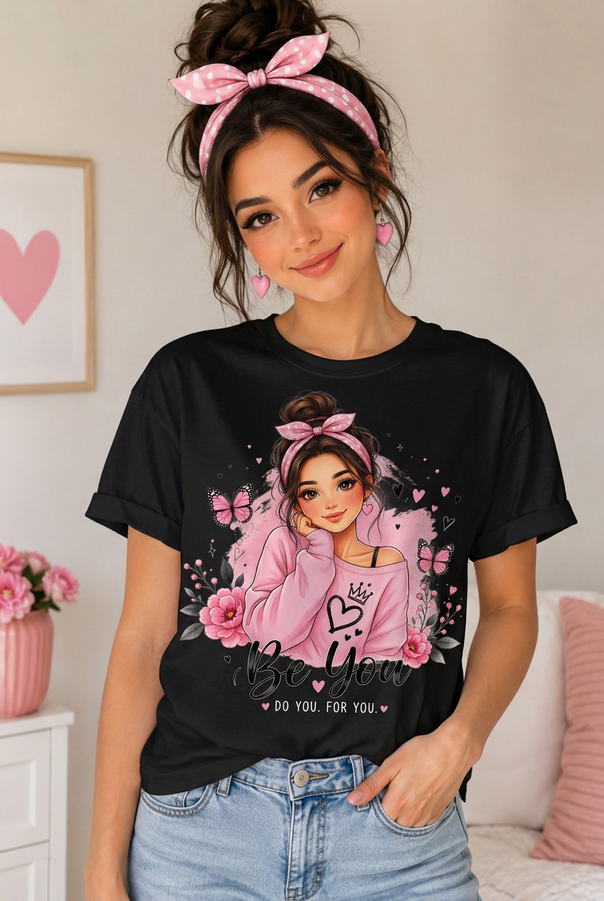 Be You Women's Graphic T-Shirt | Butterfly Floral Custom Tee
