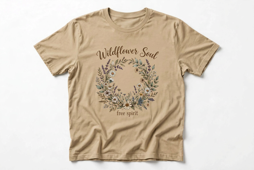 Wildflower Soul Floral Graphic T-Shirt | Sage Green Boho Tee