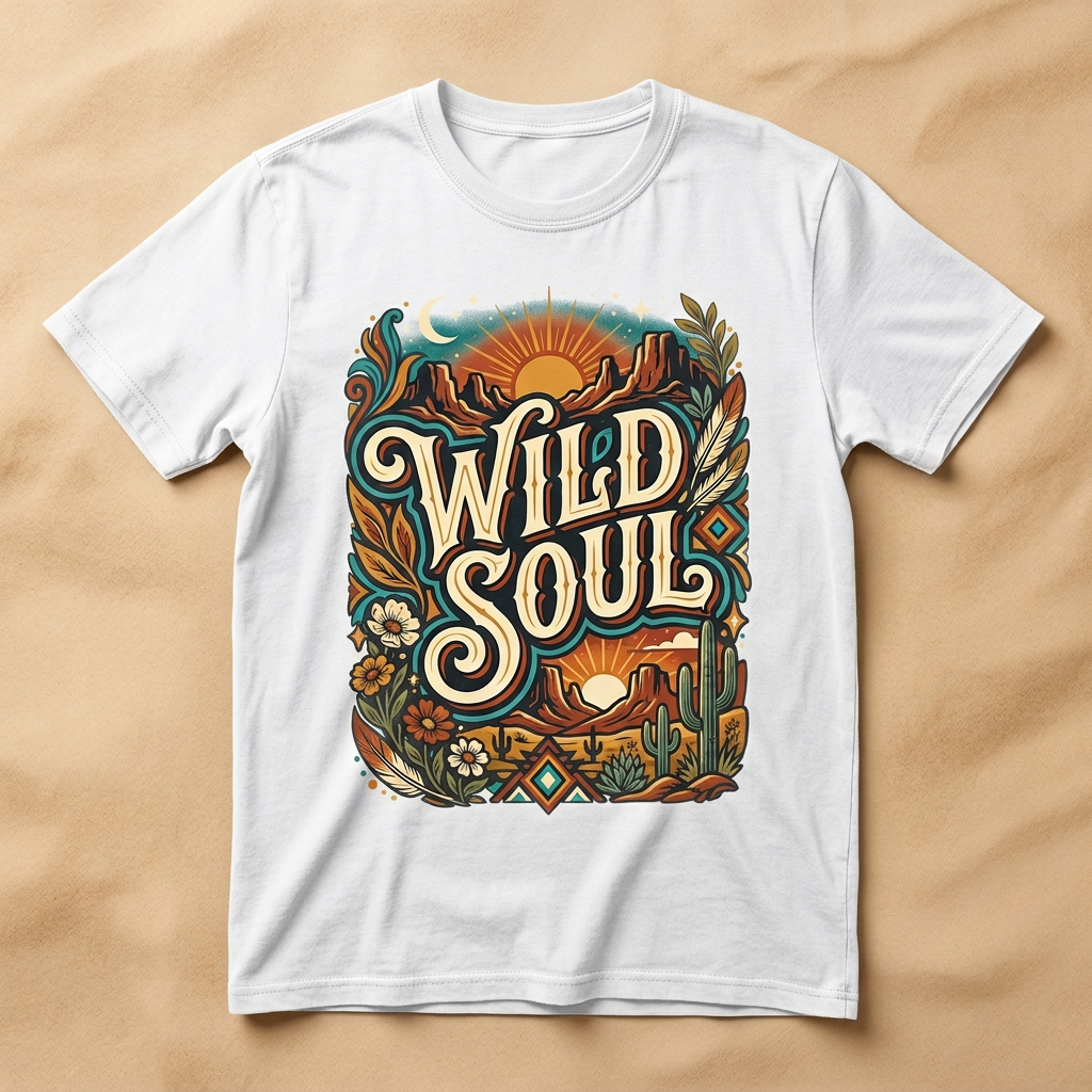 Wild Soul boho graphic tee in white