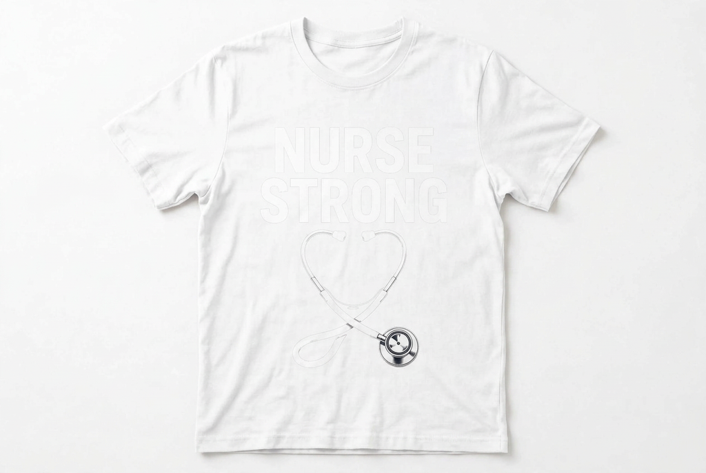 Nurse Strong Stethoscope Graphic T-Shirt | Navy Nurse Gift Tee