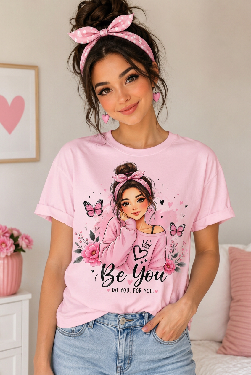 Be You Women's Graphic T-Shirt | Butterfly Floral Custom Tee