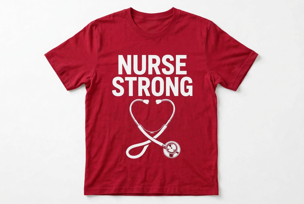 Nurse Strong Stethoscope Graphic T-Shirt | Navy Nurse Gift Tee