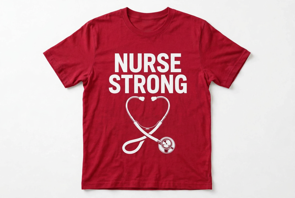 Nurse Strong Stethoscope Graphic T-Shirt | Navy Nurse Gift Tee