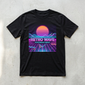 Retro Wave synthwave graphic tee with neon waves and vintage grid