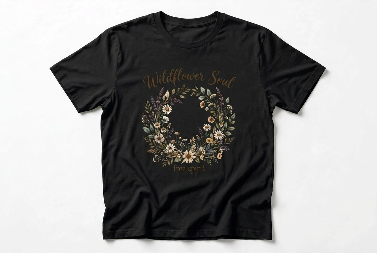 Wildflower Soul Floral Graphic T-Shirt | Sage Green Boho Tee