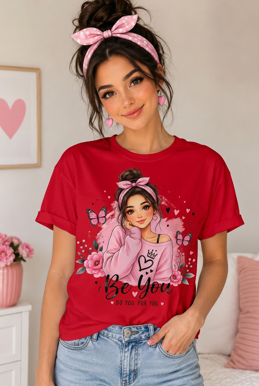 Be You Women's Graphic T-Shirt | Butterfly Floral Custom Tee