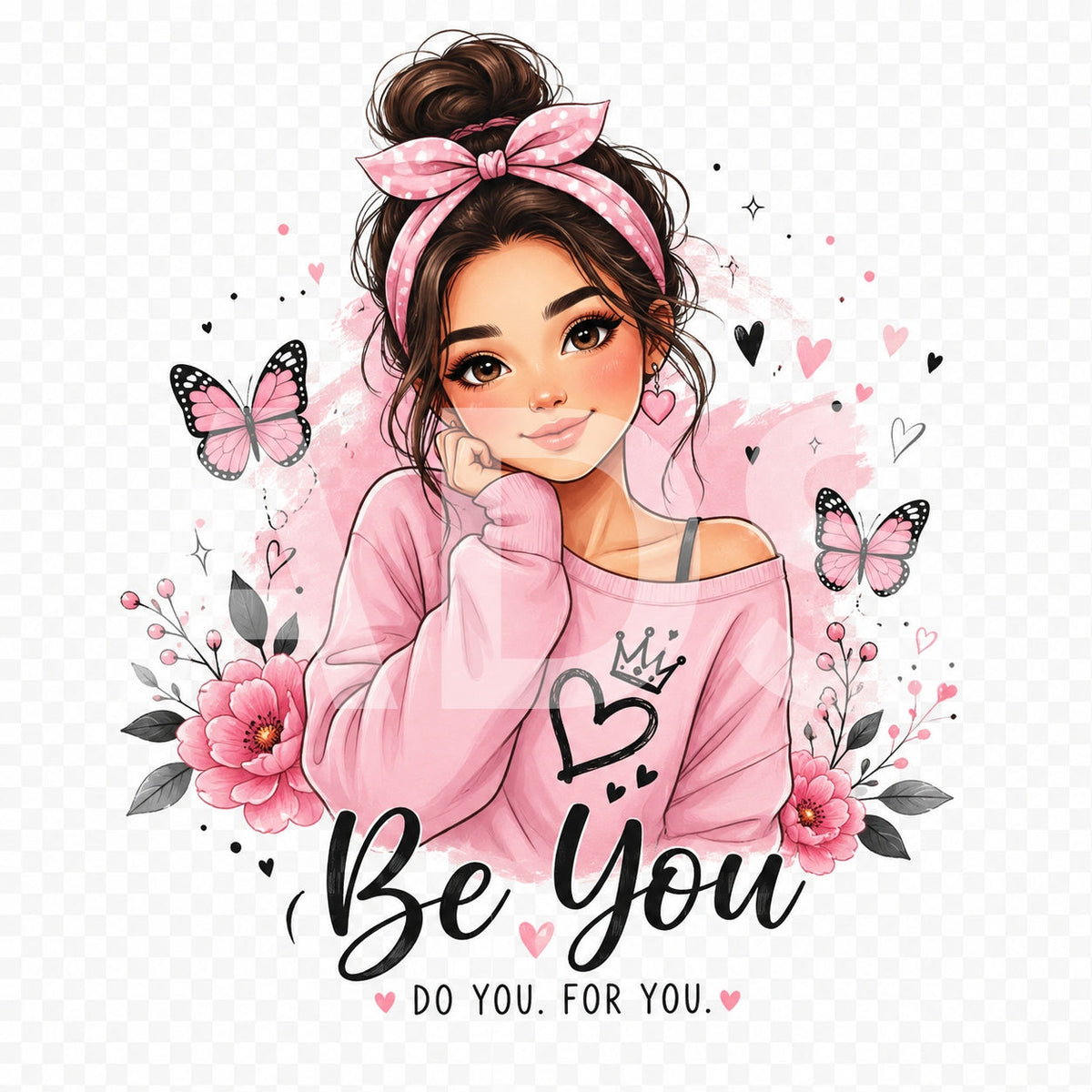 Be You butterfly floral custom tee artwork close-up