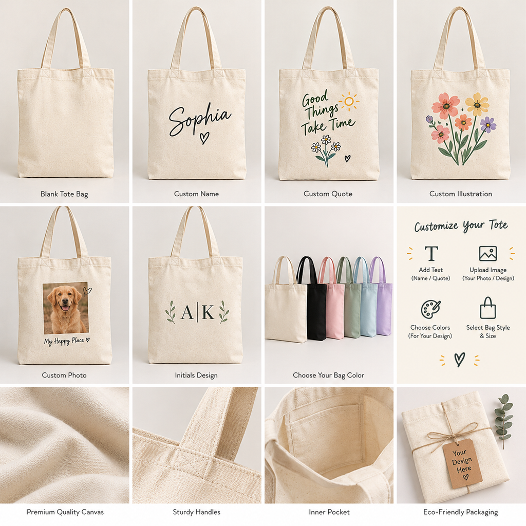 Personalized tote bag with a custom name